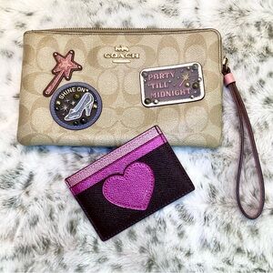 DISNEY X COACH Cinderella Patches Corner Zip Wristlet